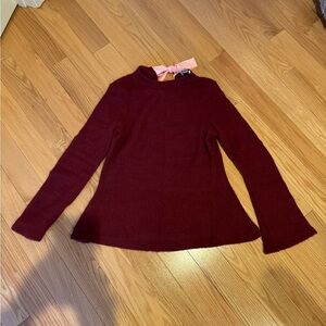 Anthologie Maeve Maroon Knit Top with Soft Pink Accent, XS, NWT